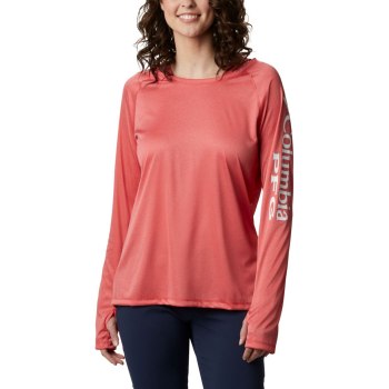 Columbia PFG Tidal Heather, Sudaderas Con Capucha Rojos Blancos Para Mujer | 968401-DEJ